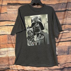 Star Wars Darth Vader Selfie Graphic T-Shirt Men's SS Gray Sz XL Sith Lord